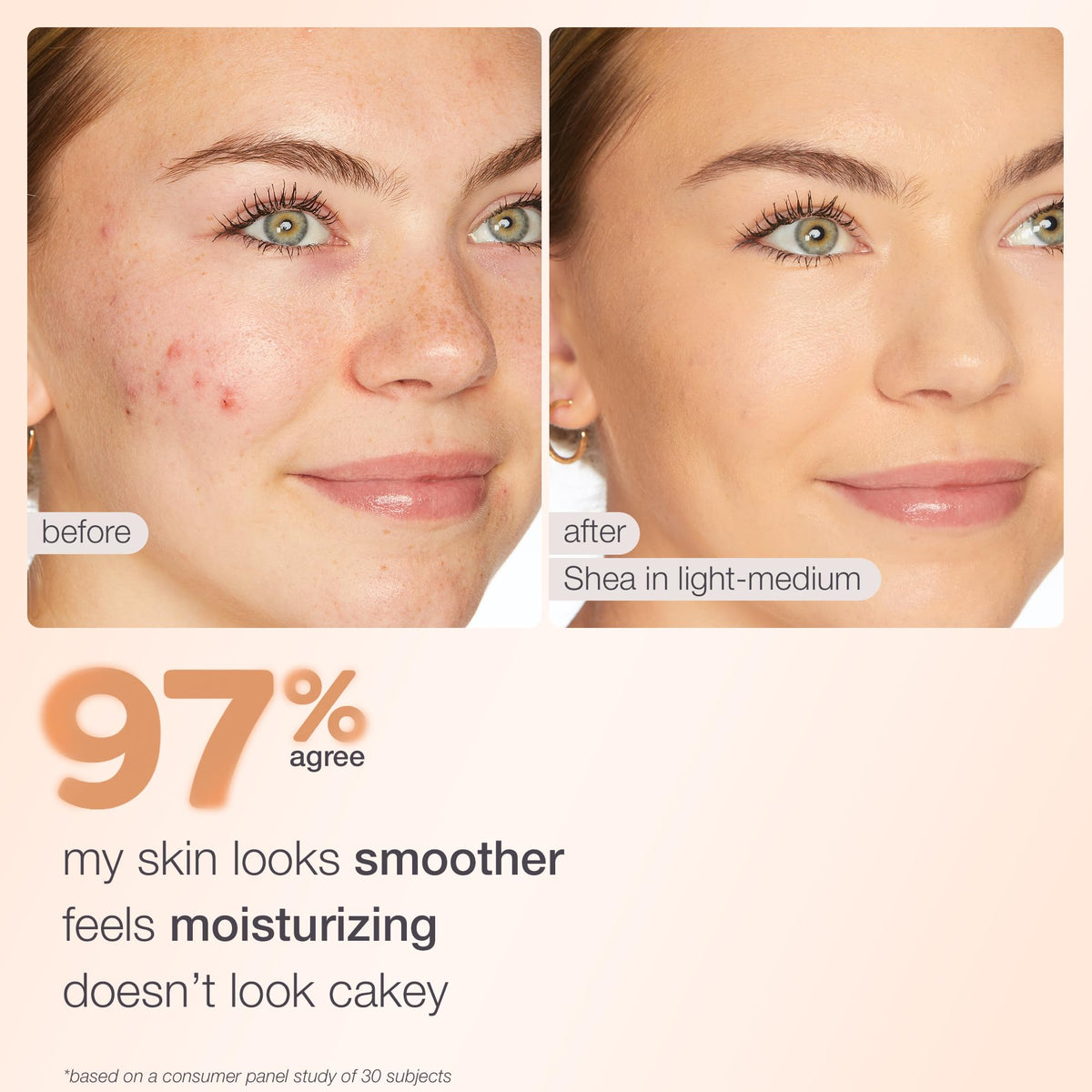 tarte BB blur tinted moisturizer application on cheek demonstrates even skin tone and a soft blur