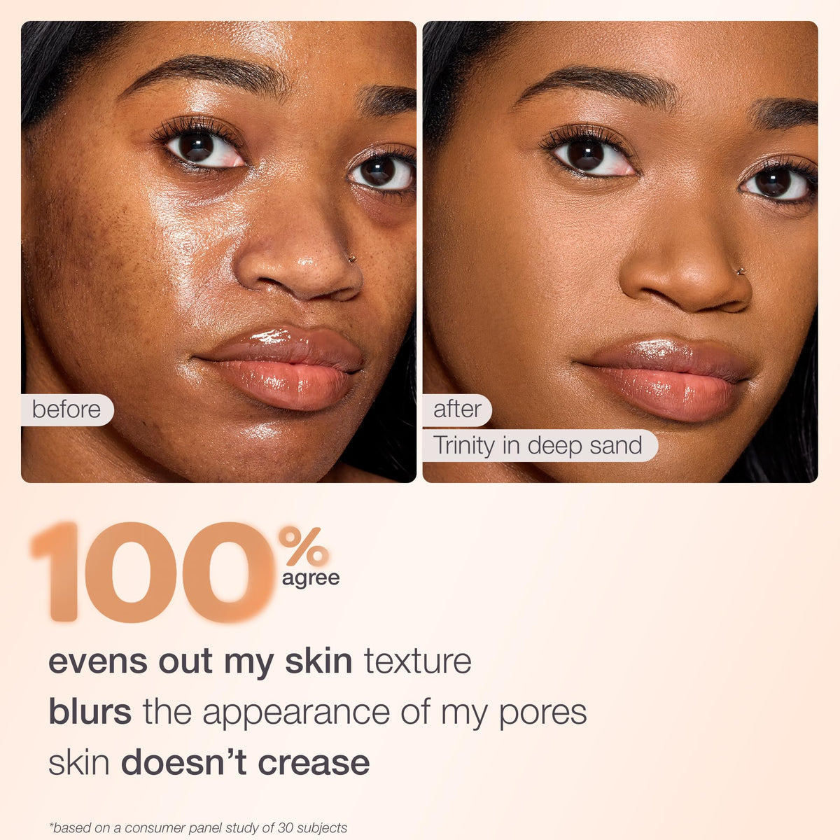 tarte BB blur tinted moisturizer cream swatch demonstrates medium coverage and subtle pore-blurring results