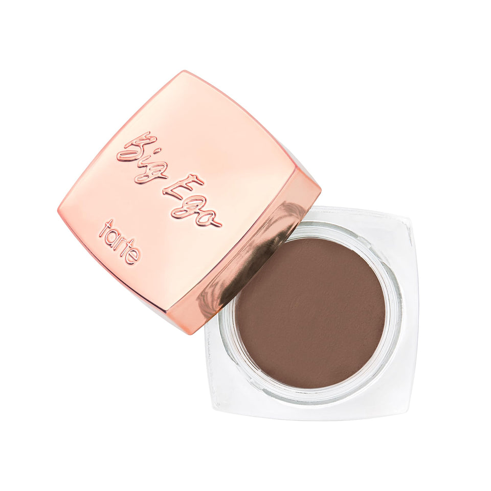 tarte Big Ego Frameworker Brow Pomade jar close-up showing rich pigment for defined brows