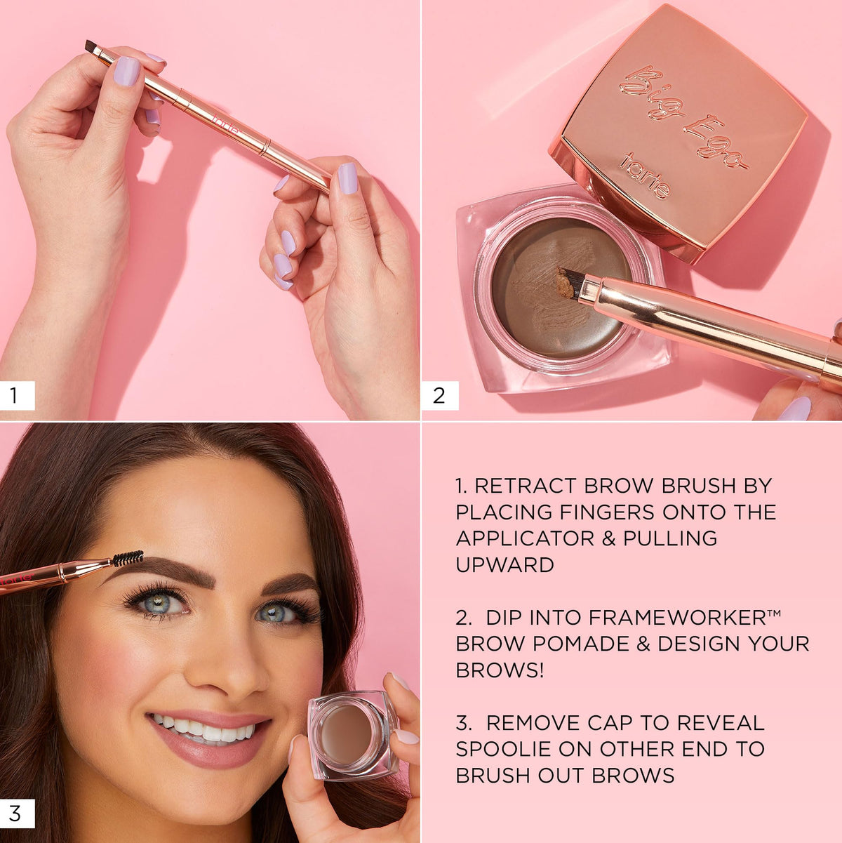 tarte brow pomade displaying long-wear potential during activity