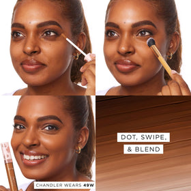 Tarte Creaseless Concealer over blemishes for even skin tone and reduced redness.