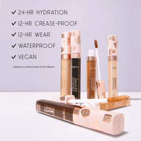 Tube packaging of tarte Creaseless Concealer displayed on a clean surface