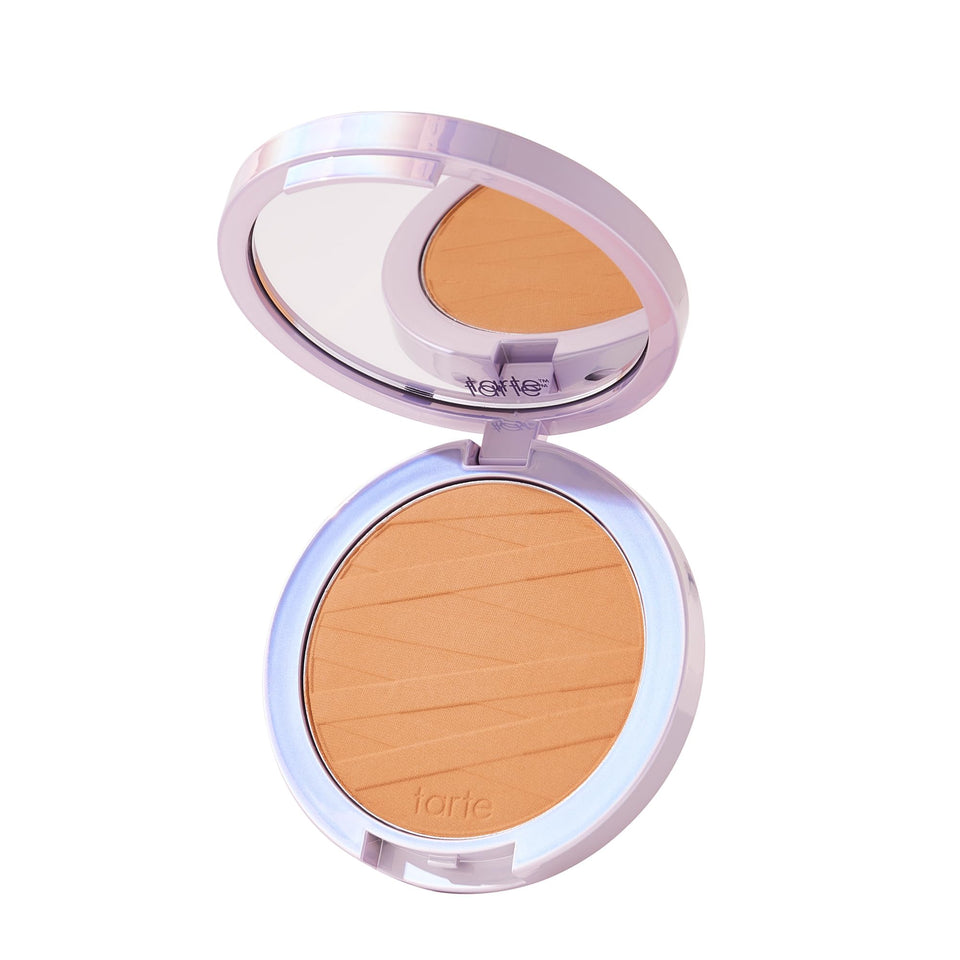 tarte face tape pressed powder compact offers a natural matte finish for all-day wear