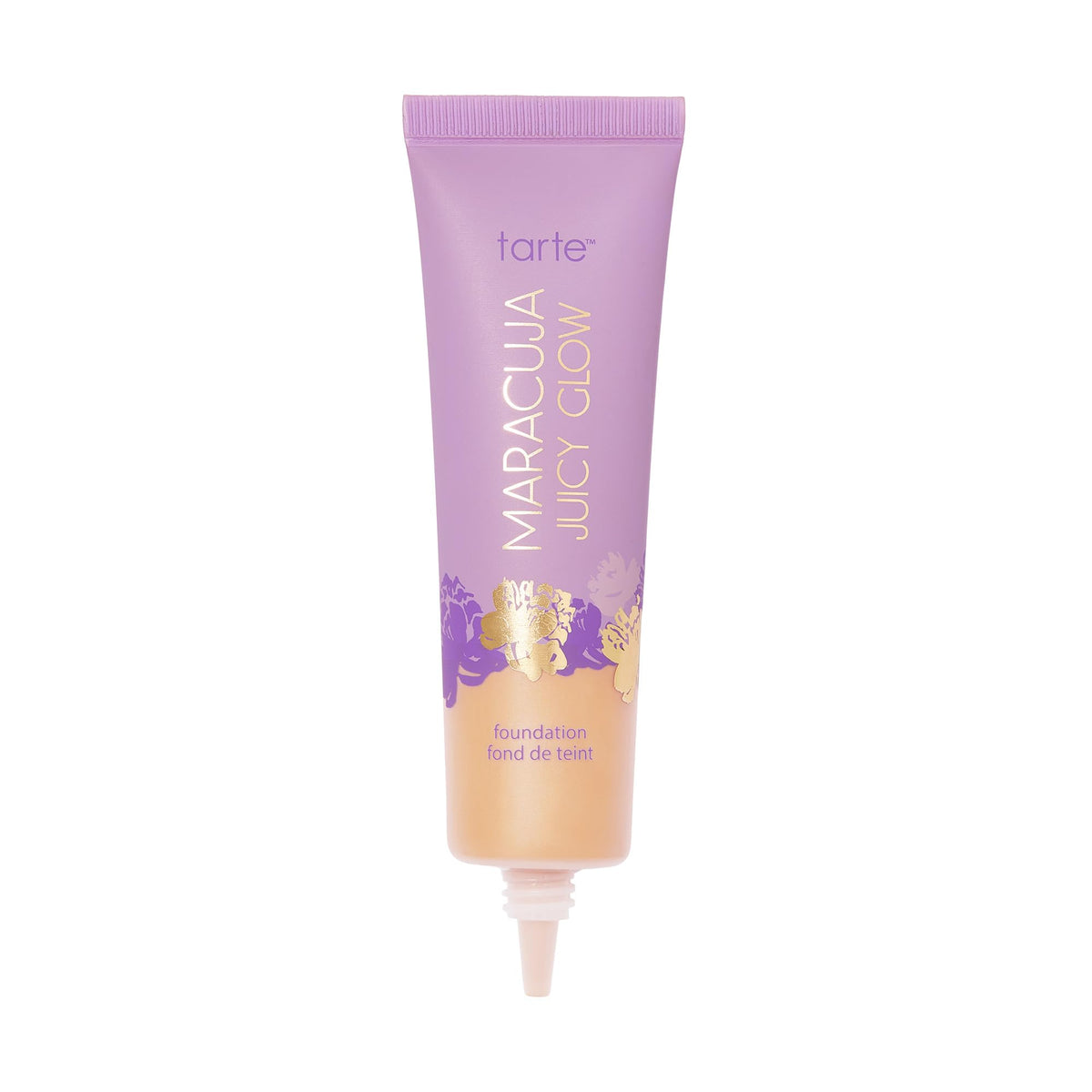 tarte maracuja juicy glow tint bottle showcases lightweight hydrating formula for everyday wear.