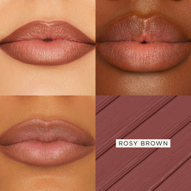 tarte maracuja juicy lip liner rosy brown swatch on lips demonstrates defined shape