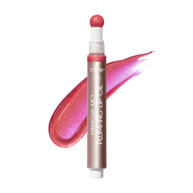 Tarte Maracuja Juicy Lip Oil bottle shows shimmering hydration on lips.
