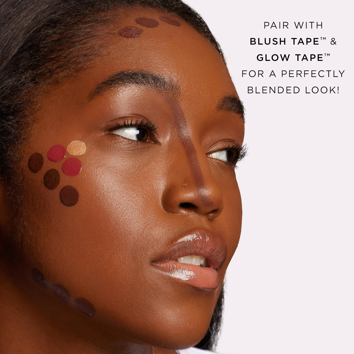 tarte sculpt tape hollows-cheeks contour demonstrates defined, natural-looking cheekbone enhancement.