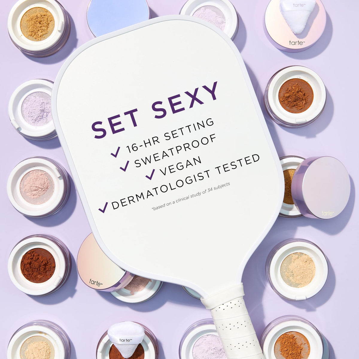 tarte setting powder in action delivering sweat-proof, crease-free wear throughout the day