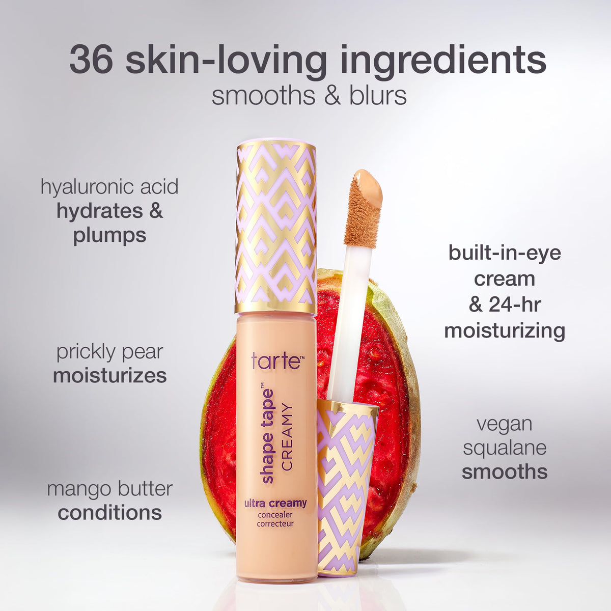 tarte Shape Tape packaging emphasizes vegan and cruelty-free branding.