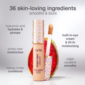 tarte Shape Tape Creamy Concealer in-use scene shows smooth blending under the eye.