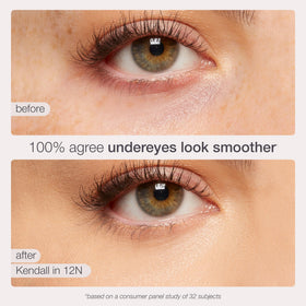tarte shape tape radiant concealer being blended to smooth skin.