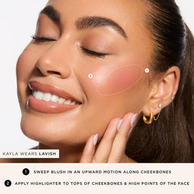 tarte shimmery champagne highlighter adds a subtle glow.