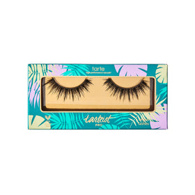 Tarte tarteist PRO lashes closeup showing clear band and 3D flutter for bold look.