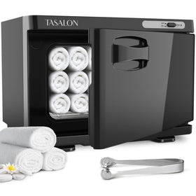 TASALON 8L hot towel warmer front view ready for professional spa use