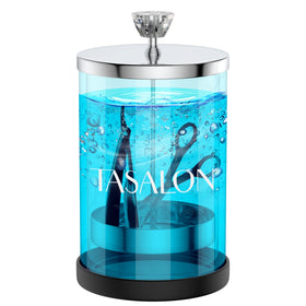 TASALON Barber Jar Pack with glass container and removable basket for tool soaking.