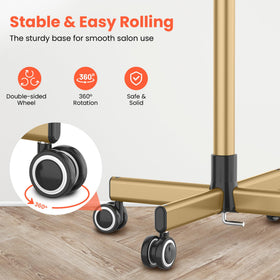 Smooth rolling wheels enable easy repositioning between stations.