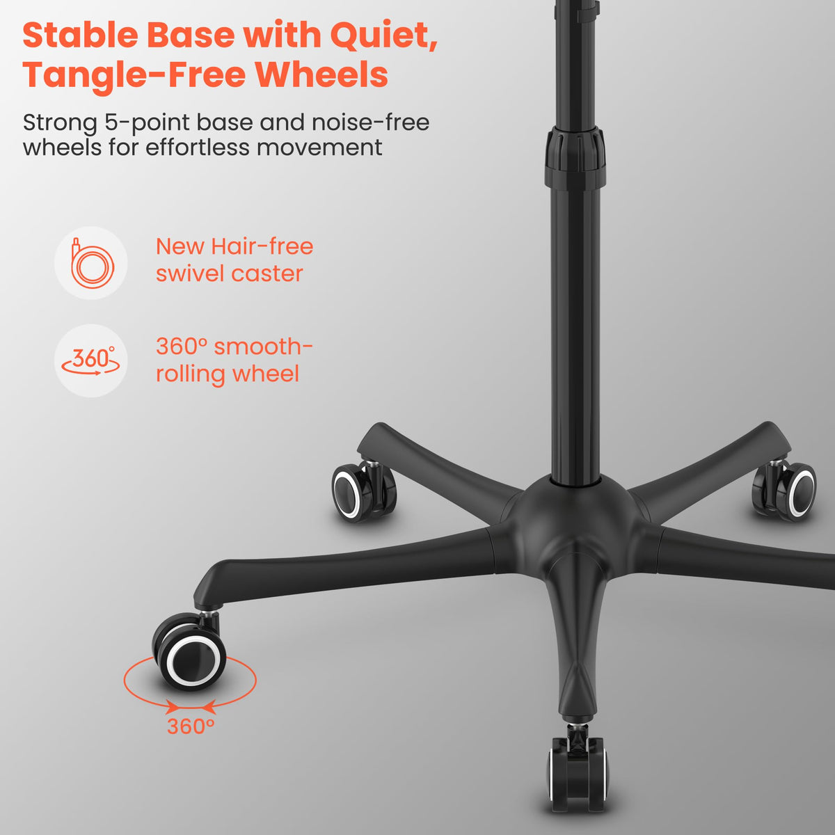 TASALON Gold 5-point base stays stable during use