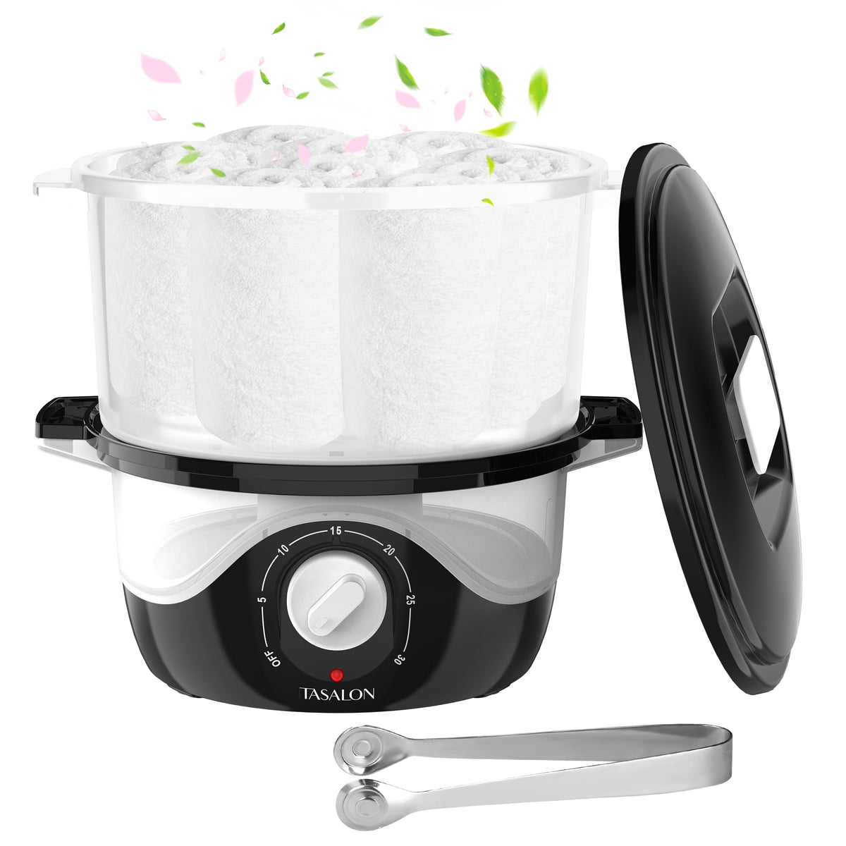 TASALON hot towel steamer front view in pink for spa-like facials.