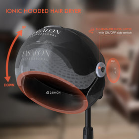 TASALON Hooded dryer with filterable air intake for clean, hygienic drying.