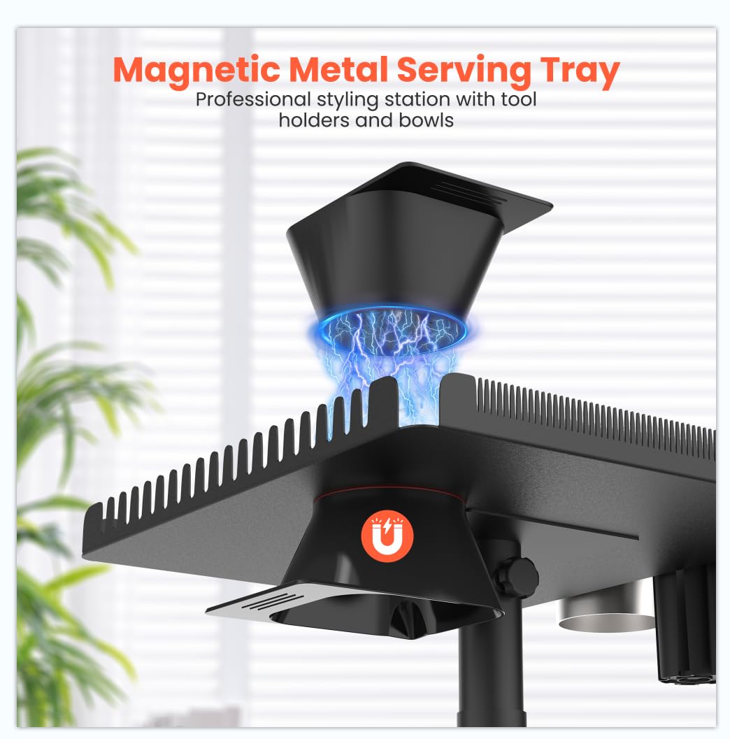 TASALON magnetic dye bowls securely attach to trays for spill-free color sessions.