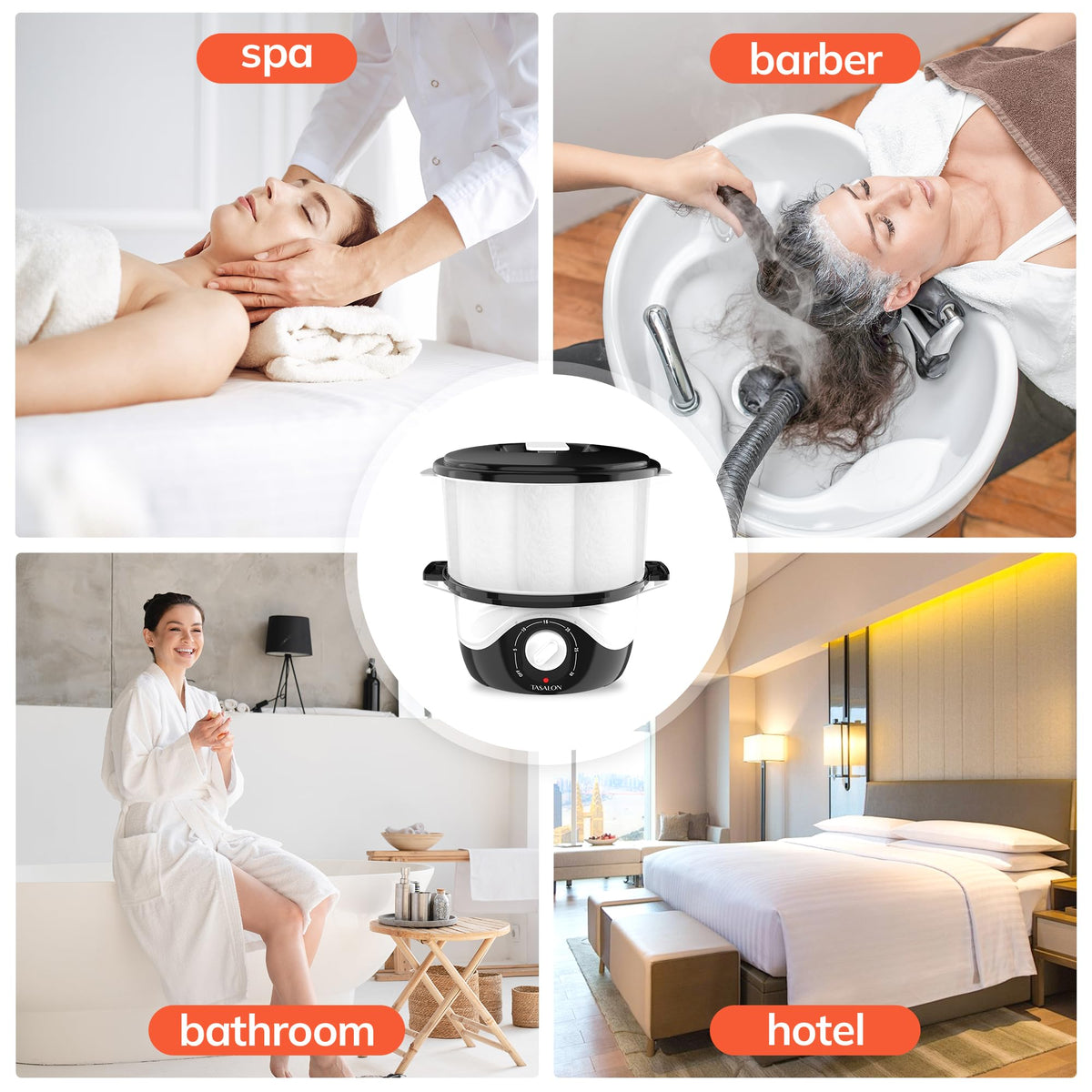 TASALON pink finish adds modern spa aesthetics.