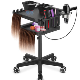 TASALON professional hair extensions organizer cart with dual trays for quick access.