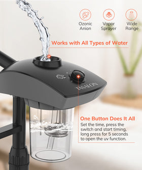 TASALON steamer with 360-degree rotating arm for flexible positioning
