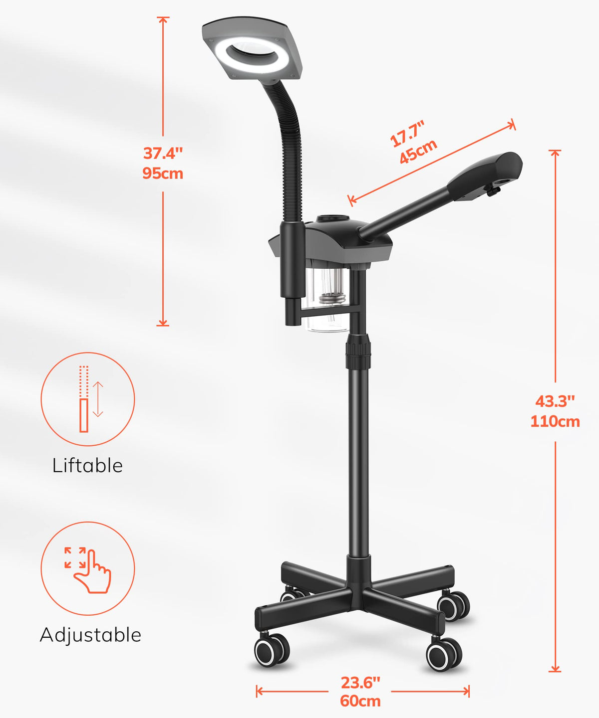 TASALON steamer with magnifying lamp for detailed skin analysis