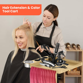 Dual-function storage streamlines salon organization for brushes, clips, and products.