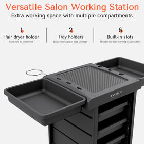 TASALON mobile workstation with smooth wheels enables easy transport.