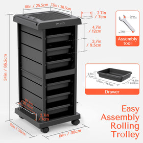 TASALON soft-wheels protect floors while rolling the trolley.
