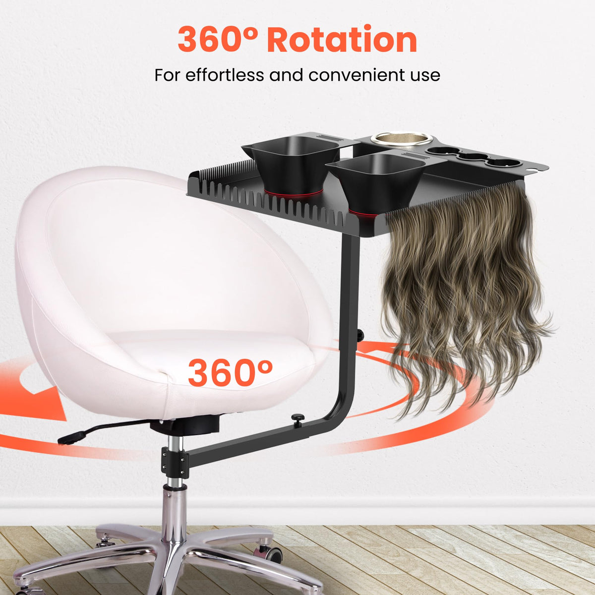 Tasalon space-saving design maximizing floor space in a compact salon environment.