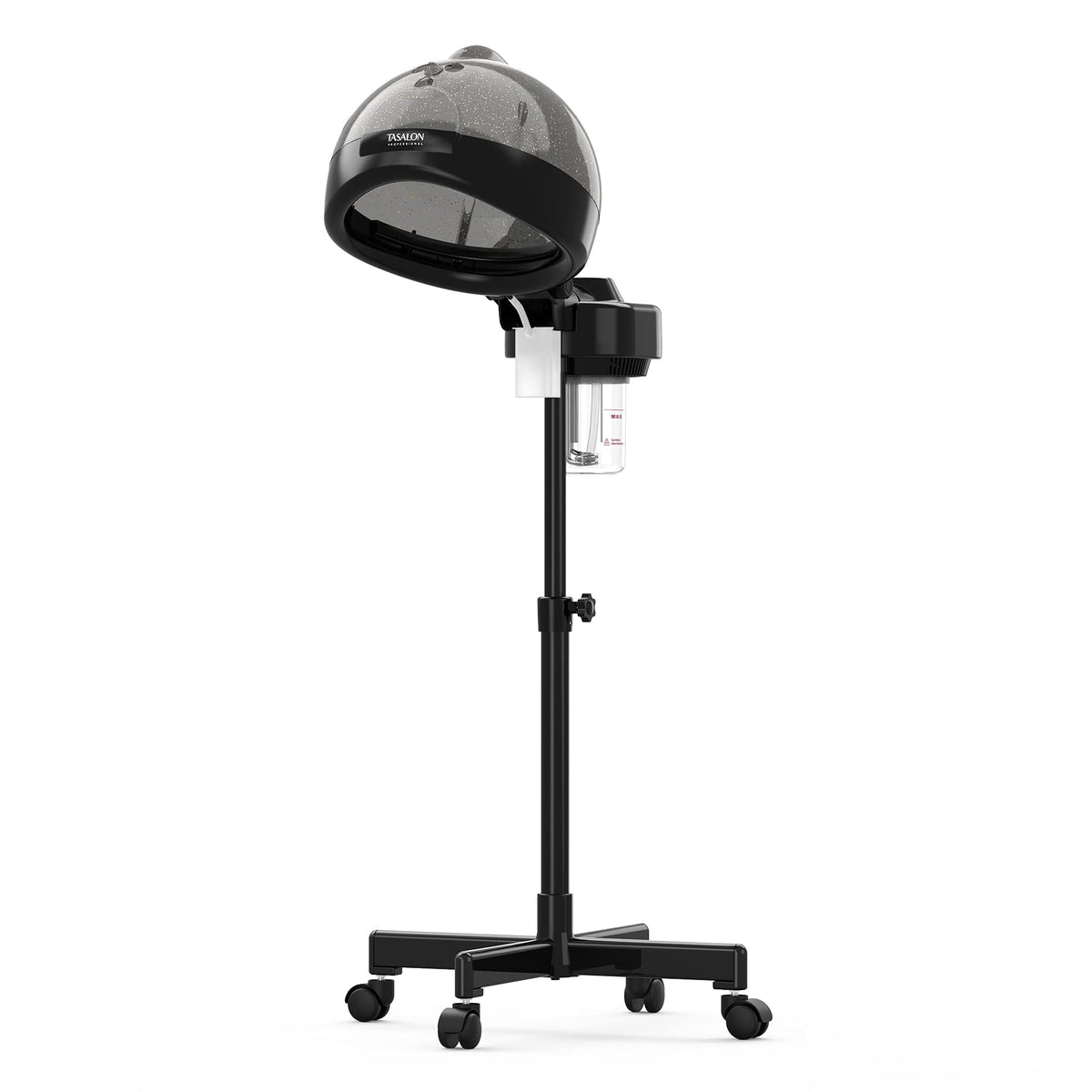 TASALON standing hair steamer base with four wheels for easy repositioning.