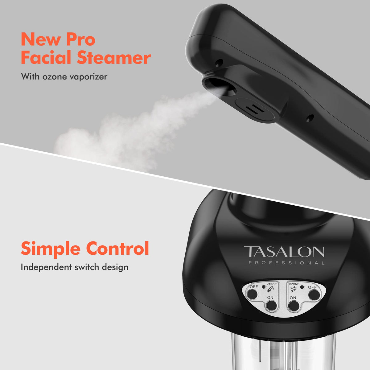 Tasalon steamer on wheels side view highlights compact mobility for salons