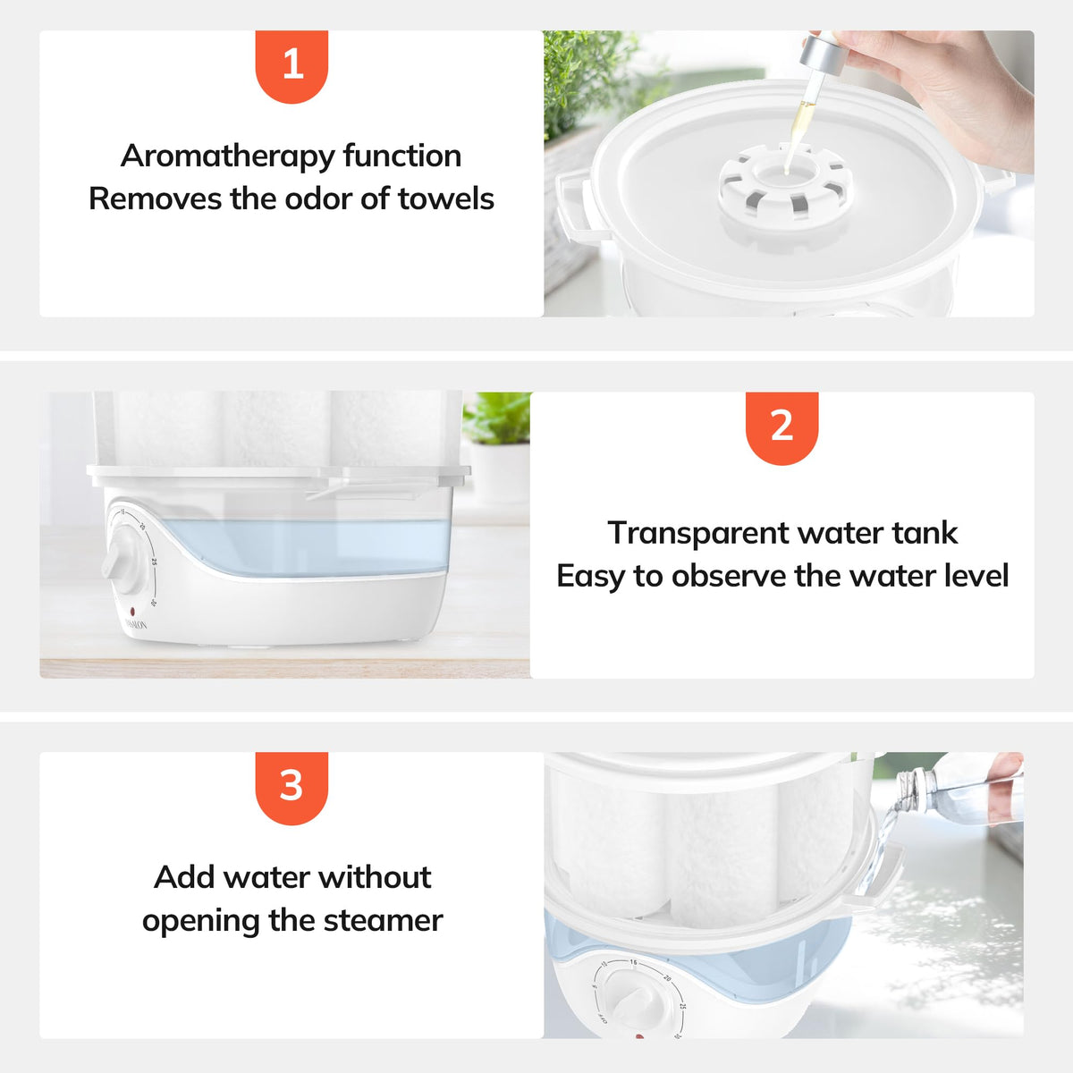TASALON White Hot Towel Steamer top view shows compact design for salons.