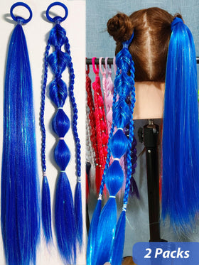 TASHEEMA glitter pony tail extensions enhance glam with easy, tangle-free wear.