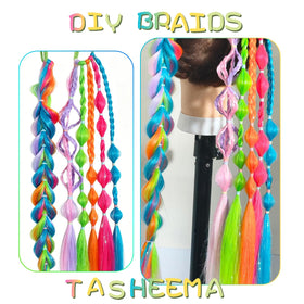 TASHEEMA ponytail extensions with tinsel shimmer for festival-ready looks.