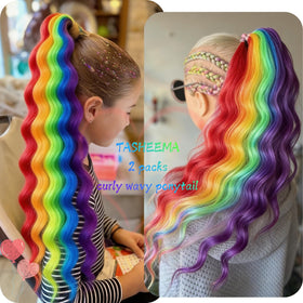 TASHEEMA rainbow ponytail waves highlight flexible styling options