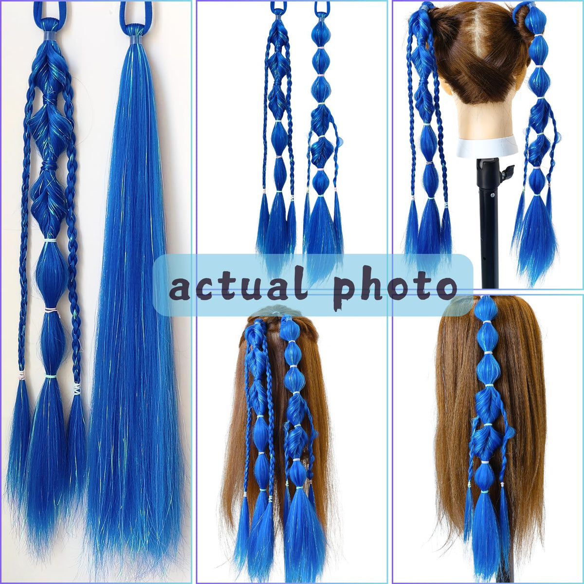 TASHEEMA tinsel-mixed hair extensions add shimmering detail to party styles.