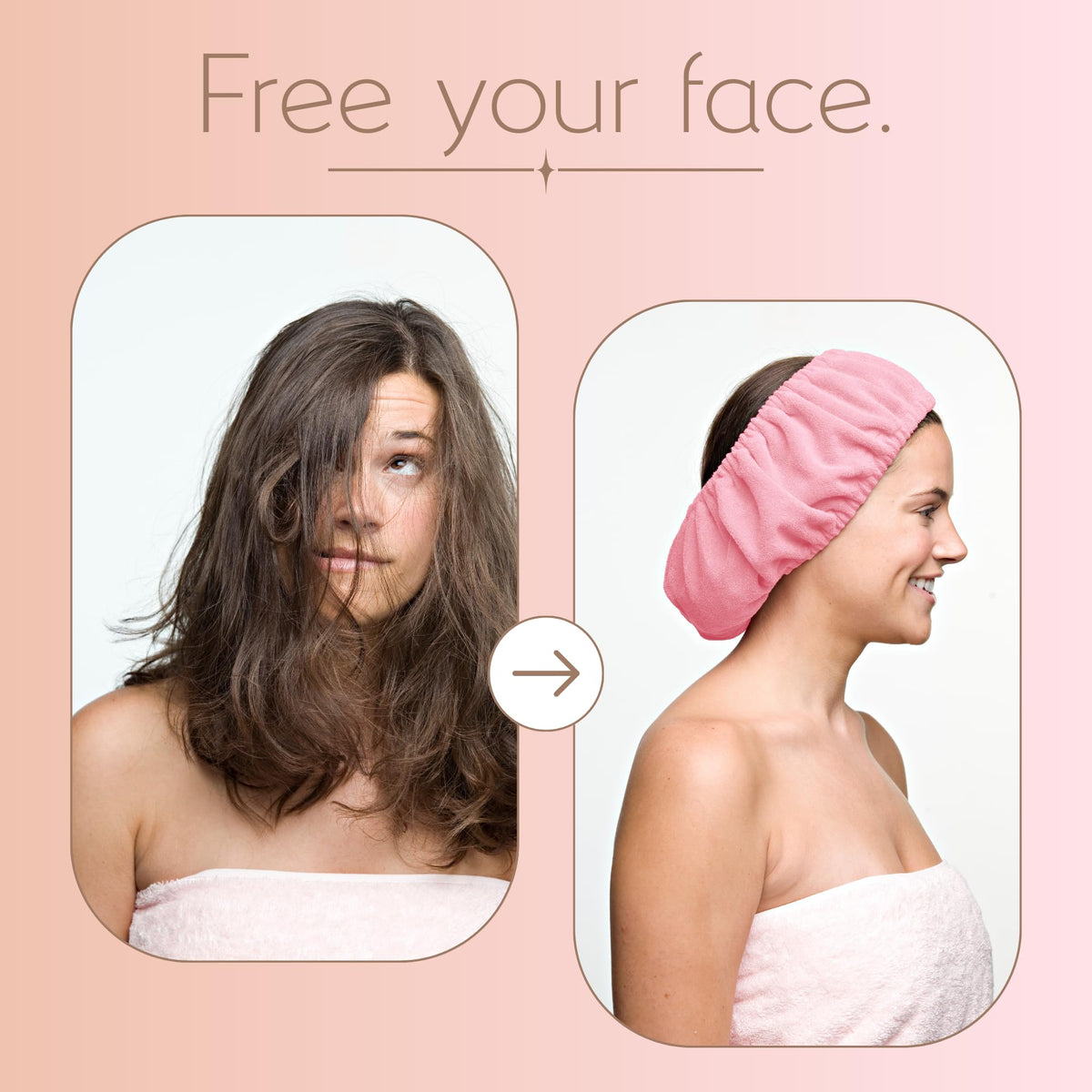 TASSI headband wrap fits all hair types without pulling or leaving marks.