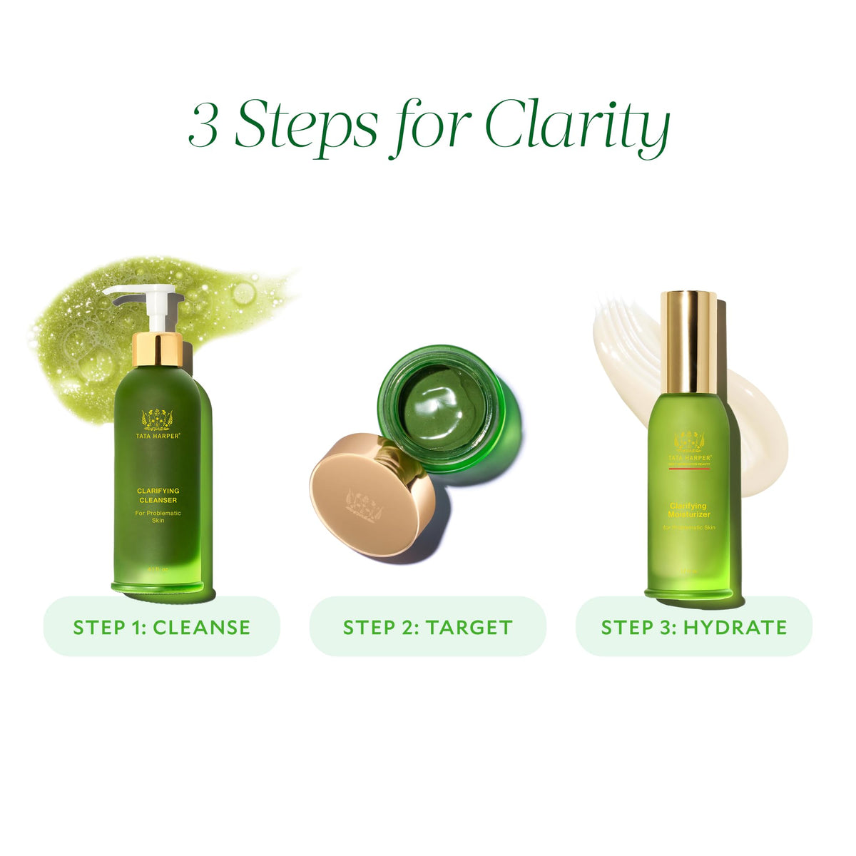 Tata Harper Clarifying Moisturizer application shows light, breathable layer.