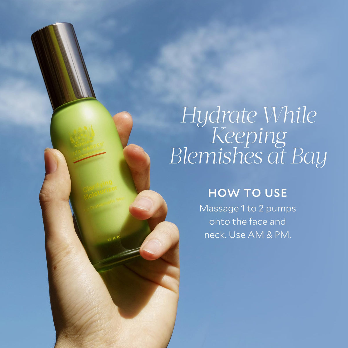 Tata Harper Clarifying Moisturizer label highlights natural ingredients.
