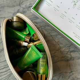 Tata Harper eye cream tube close-up for gentle, brightening care.