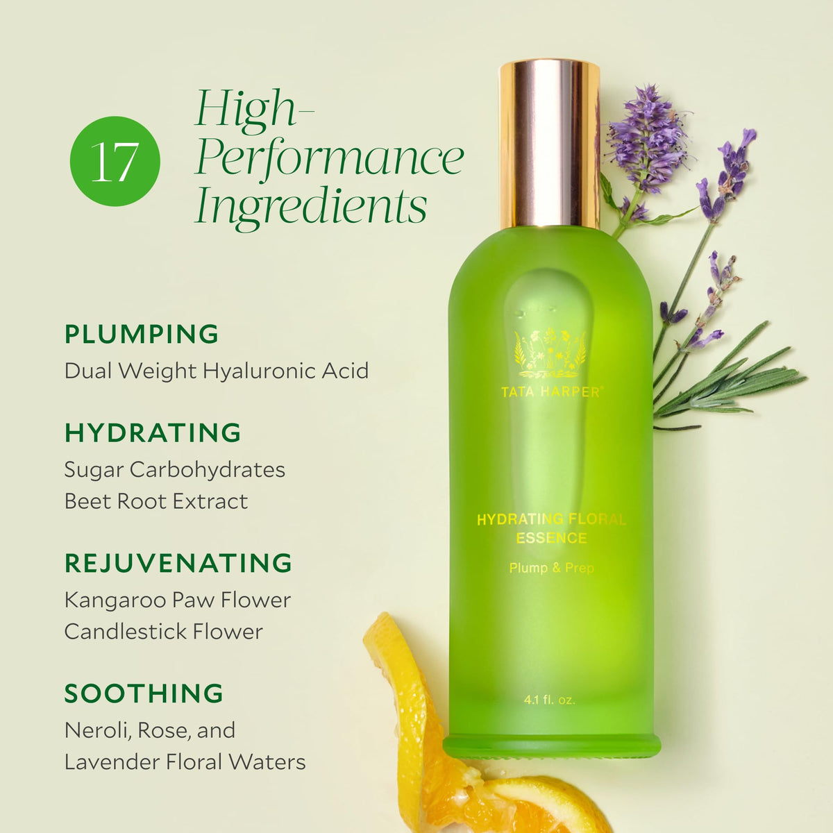 Tata Harper Hydrating Floral Essence spritz application demonstrates even mist coverage