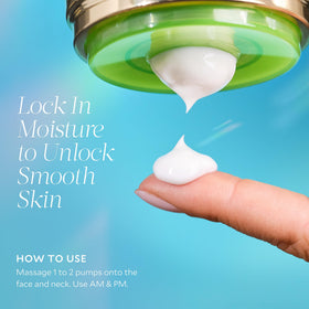 Tata Harper macro hyaluronic acid detail, illustrating deep hydration in a light formula.
