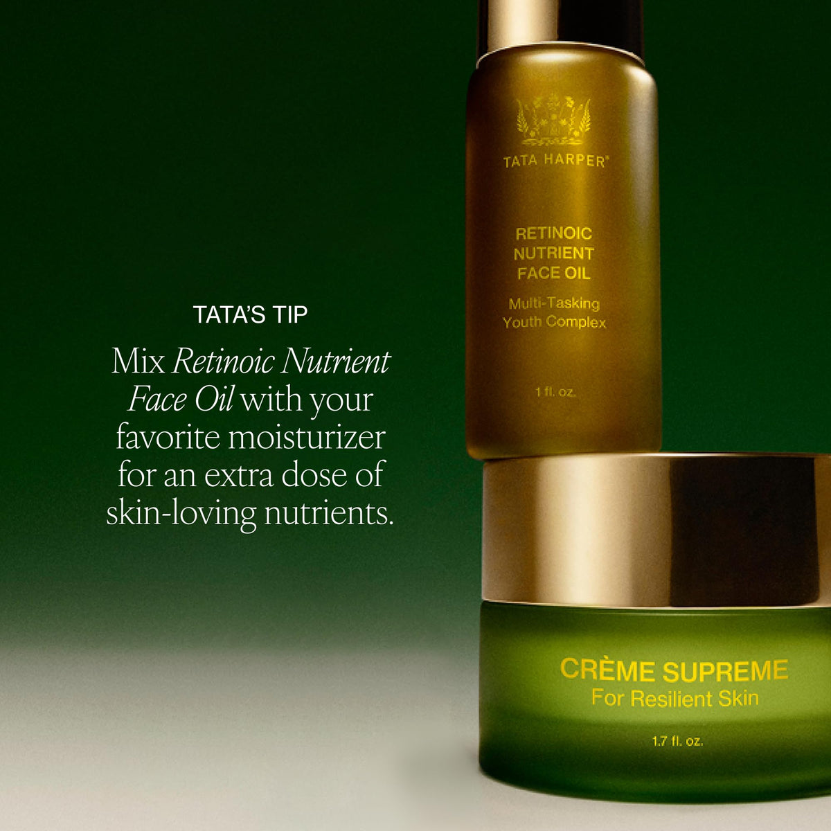 Tata Harper Retinoic Nutrient Face Oil routine integration for skincare.
