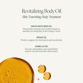 Tata Harper Revitalizing Body Oil application on arm showing smooth massage and non-greasy finish.