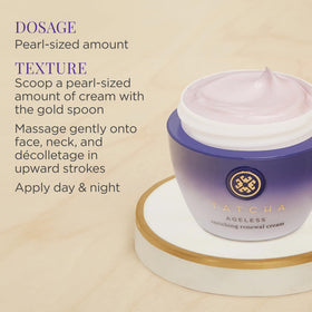 Night application scene with TATCHA renewal cream on clean face.