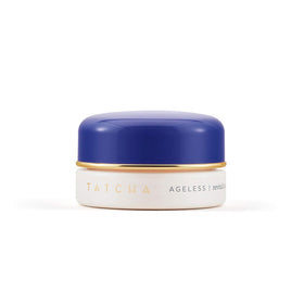 TATCHA Ageless Revitalizing Eye Cream jar closeup showing rich, hydrating texture.