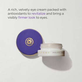 TATCHA Ageless Eye Cream texture swatch highlighting creamy, smoothing finish.